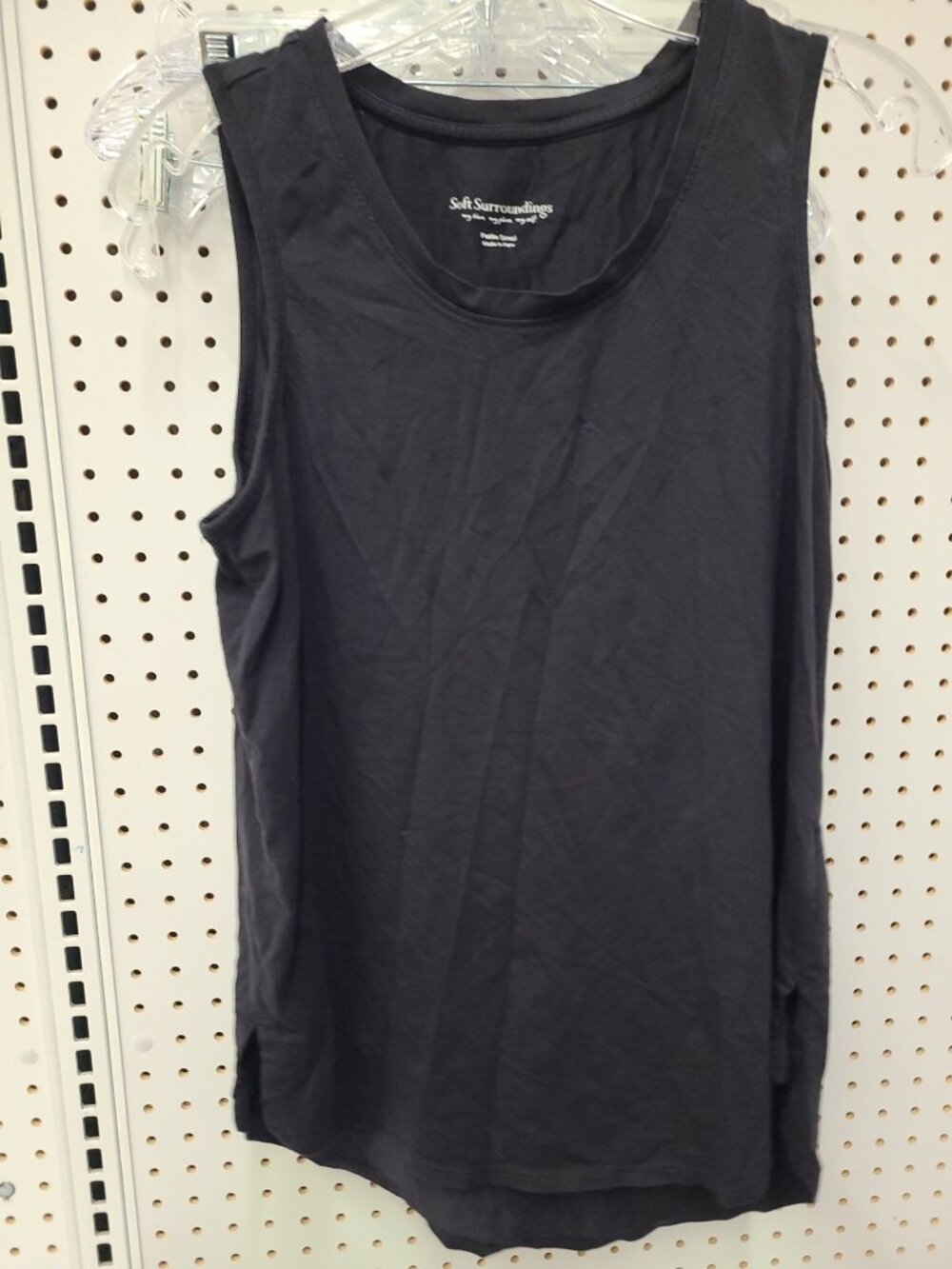 Soft Surroundings Womens Black Sleeveless Tank Top Petite Small Casual Wear